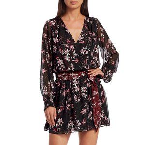 Ramy Brook Printed Randi Floral Dress in Black Purple 4 New